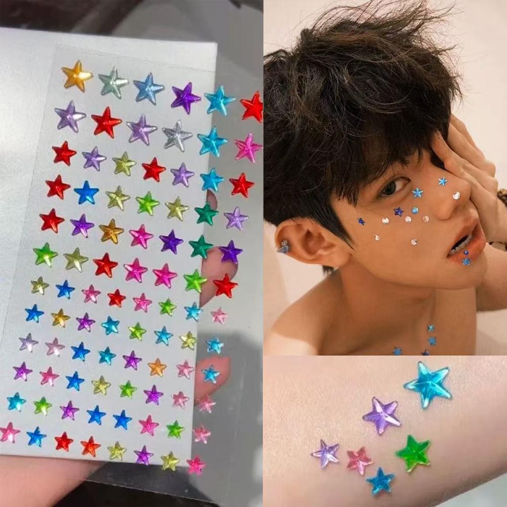 Music - Adesivos de Strass Coloridos para Rosto,