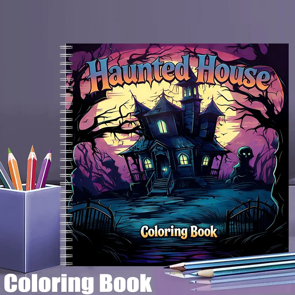 Adult Coloring Book Stress Relief - Livro de Colorir Casa Assombrada para