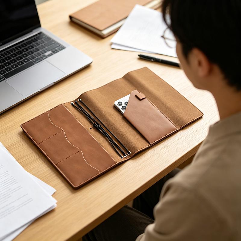 Vintage Leather Journal Notebook - Caderno Recarregável Compacto de Couro Crazy