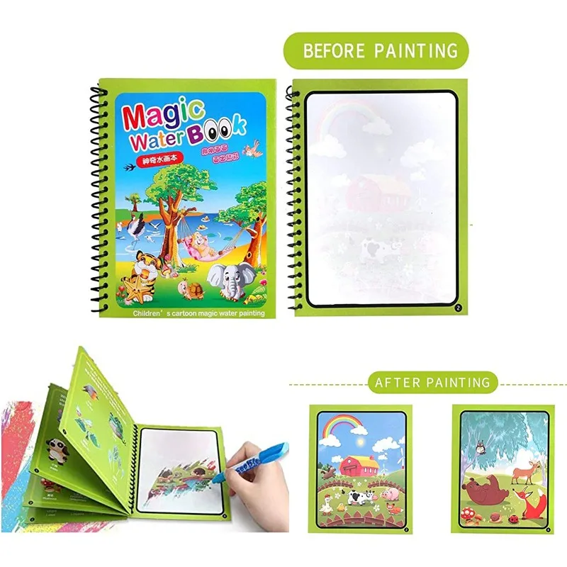 1pc livro de colorir de água m - Reusable Water Magic Coloring Book avaliação e preço